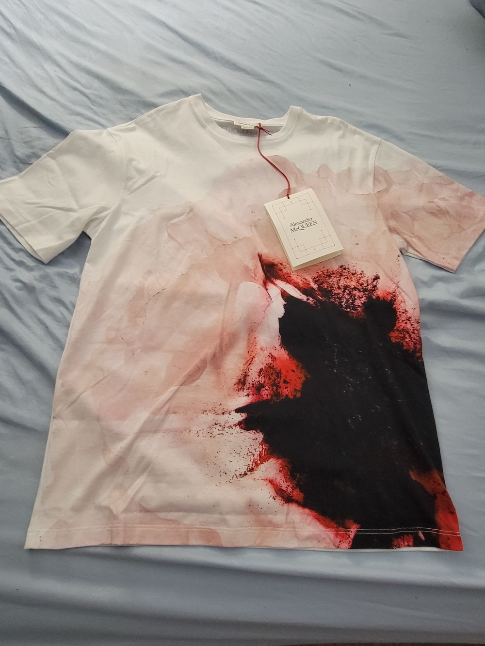 Alexander McQueen White Tee with Pink & Red Graphic - Picture 2 of 3